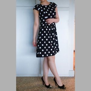 EUC Black and White Polka-Dot Sleeveless Dress
